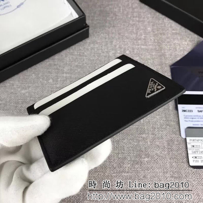 PRADA普拉達 專櫃最新爆款 頂級原單十字紋牛皮 男士卡包 2MC223 DD1953